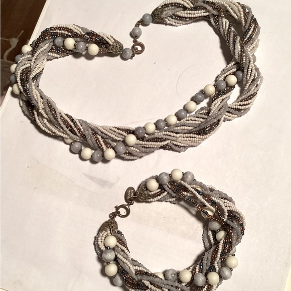 Vintage Haskell multi strand glass bead & seed bead necklace & bracelet demi set - Picture 11 of 15